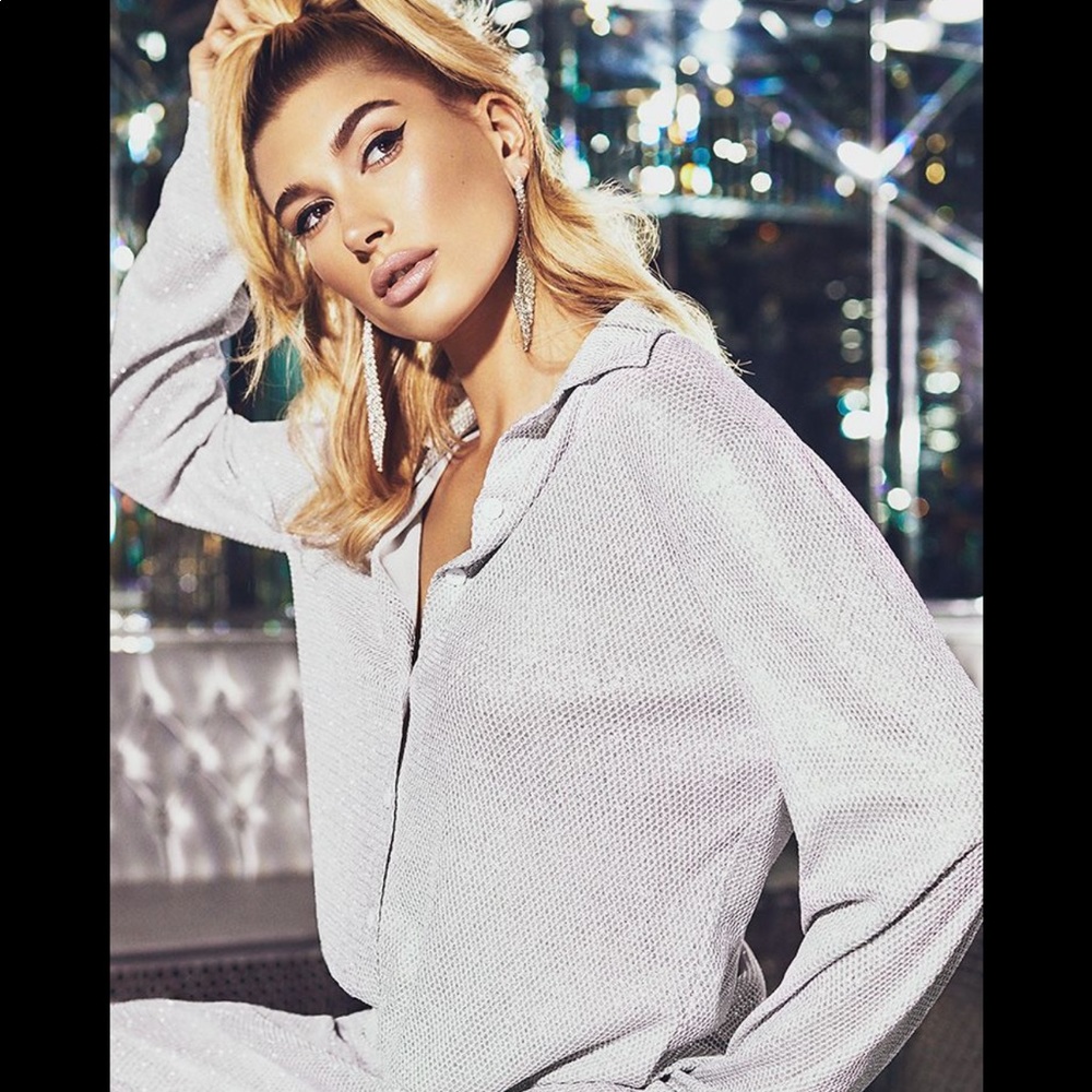 Silver Glitter Mesh Long Sleeve Shirt size 4 PLT